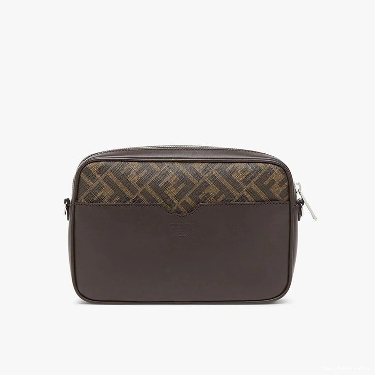 Affordable Camera Fendi ROMA FF Case Brown Compact Motif Logo In Fabric 0810